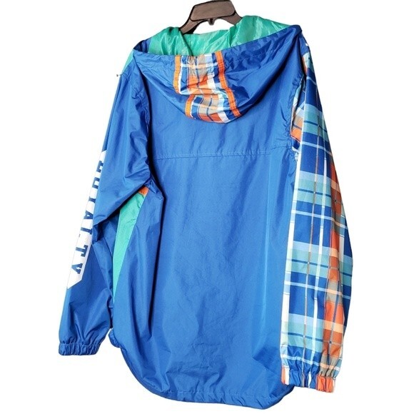 Encrypted Mens Loyalty Plaid Gingham Hoodie Marine Winf Btraker Jacket Size-L - Picture 9 of 14